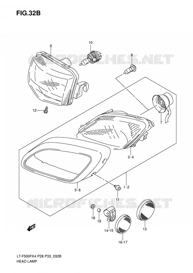 KOPLAMP (MODEL K6/K7) Suzuki QUAD 500 VINSON 2004  LT-F500FK4(P28/P33)