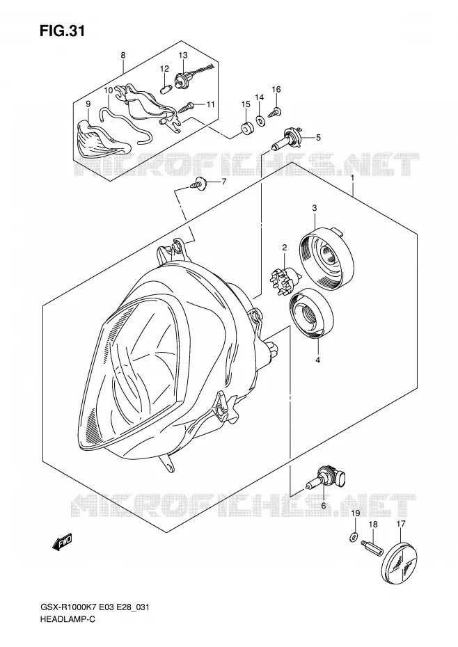 KOPLAMP Suzuki MOTO 1000 GSX-R 2007  GSX-R1000K7(E28)