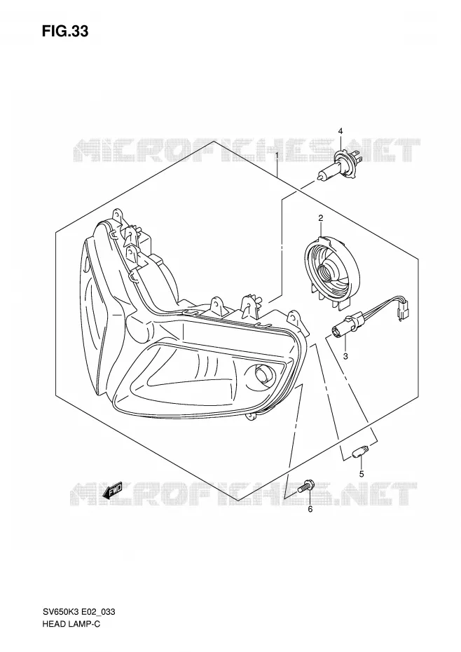 KOPLAMP (VOIR NOTE) Suzuki MOTO 650 SV-S 2007  SV650SUK7(E2)