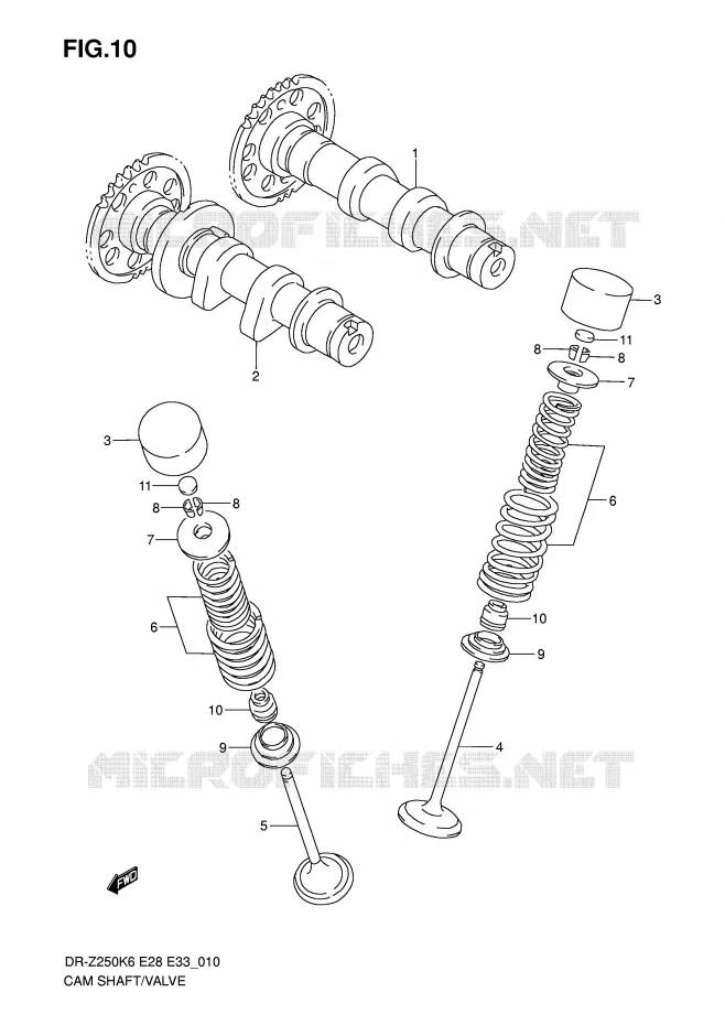 NOKKENAS - VALVES Suzuki MOTO 250 DR-Z 2007  DR-Z250K7(E28/E33)