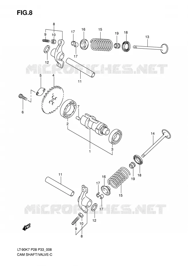 NOKKENAS - VALVES Suzuki QUAD 90 QUADSPORT 2008  LT-Z90K8(P28/P33)