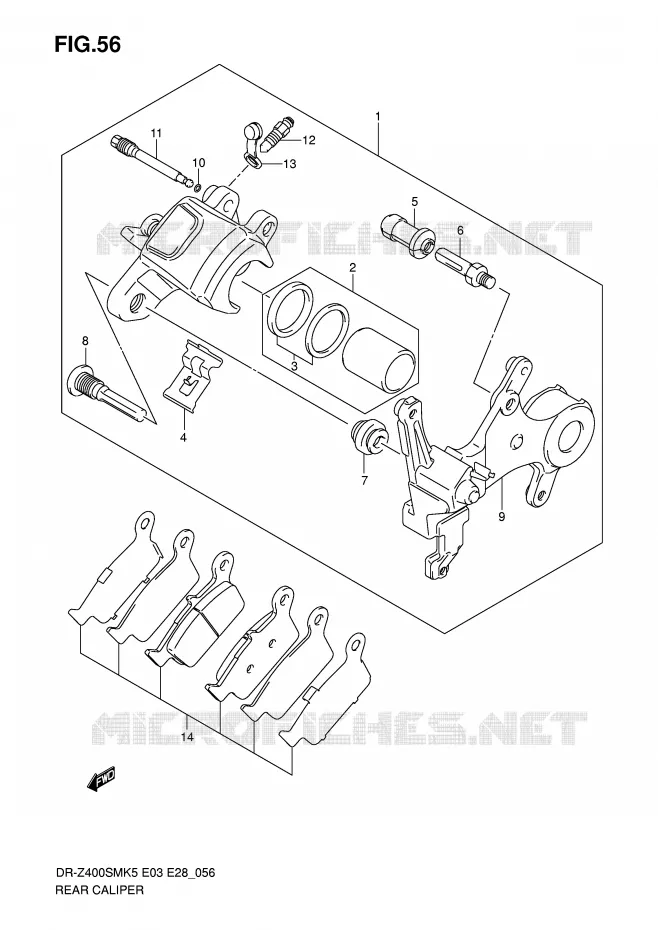 REAR CALIPER Suzuki MOTO 400 DR-Z 2007  DR-Z400SMK7(E3/E28)