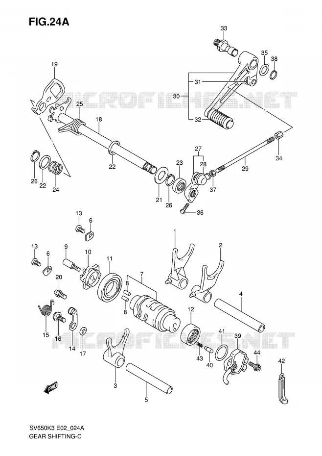 SCHAKELEN ASSY (MODELE K4) Suzuki MOTO 650 SV 2003  SV650K3(E2)