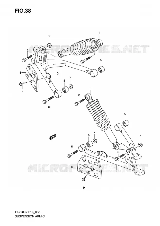 SCHOKDEMPER - VORKBEEN Suzuki QUAD 90 QUADSPORT 2010  LT-Z90L0(P19)