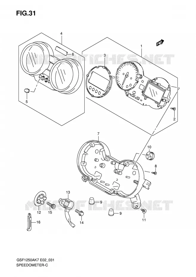 SNELHEIDSMETER (GSF1250SAK7/SAK8/SAK9/SAZK9/SAL0) Suzuki MOTO 1250 BANDIT-S 2010  GSF1250SL0(E2)