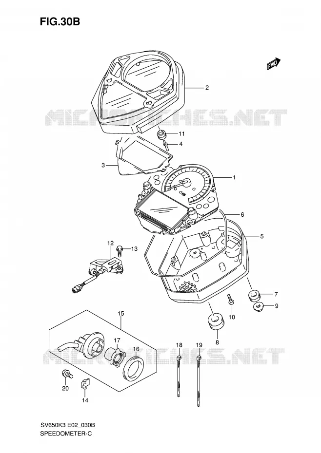 SNELHEIDSMETER (SV650SAK7/SUAK7) Suzuki MOTO 650 SV-S 2003  SV650SUK3(E2)