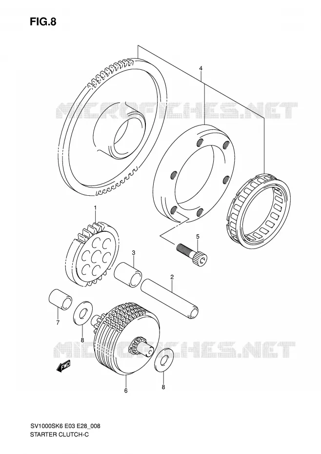 STARTMOTOR CLUTCH Suzuki MOTO 1000 SV 2006  SV1000K6(E3/E28)
