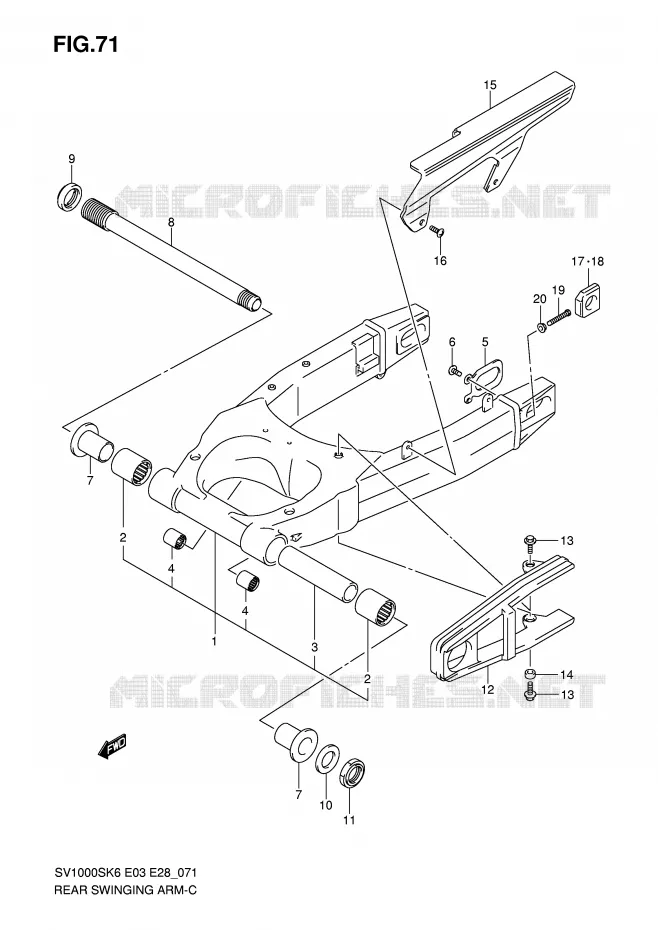 SWINGARM Suzuki MOTO 1000 SV-S 2007  SV1000SK7(E3/E28)
