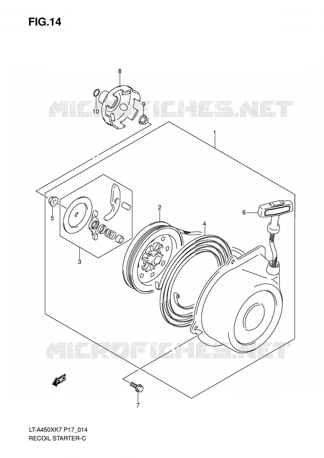 TERUGLOOPSTARTER (MODEL K7/K8/K9) Suzuki QUAD 450 KINGQUAD 2009  LT-A450XK9(P17)