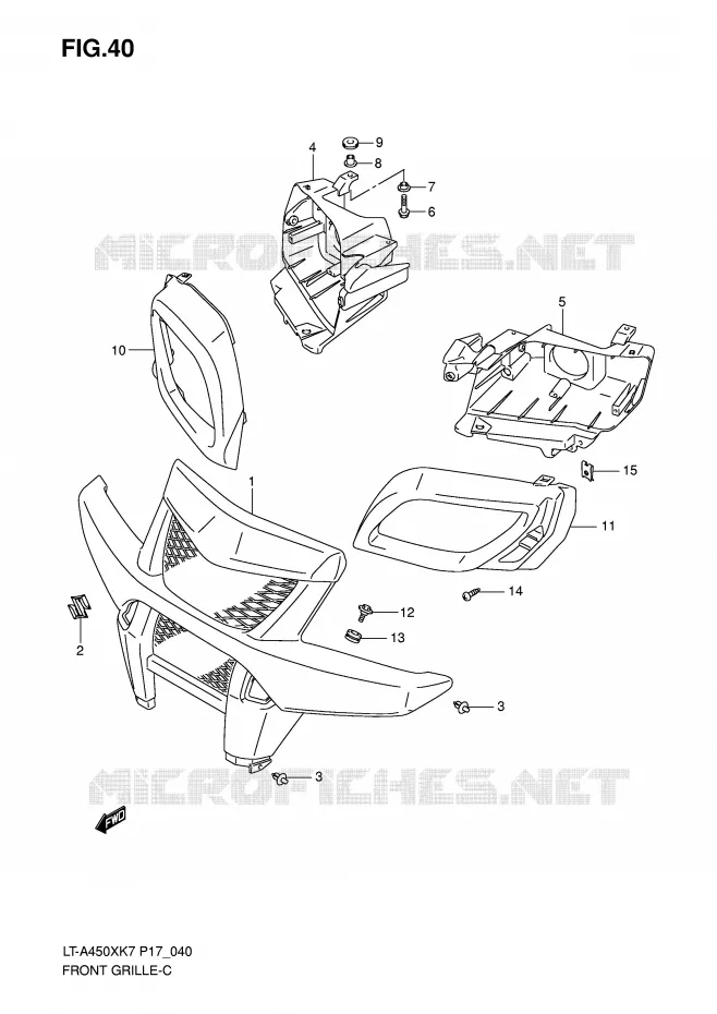 VOORBUMPER - KOPLAMPHUIS Suzuki QUAD 450 KINGQUAD 2010  LT-A450XL0(P17)