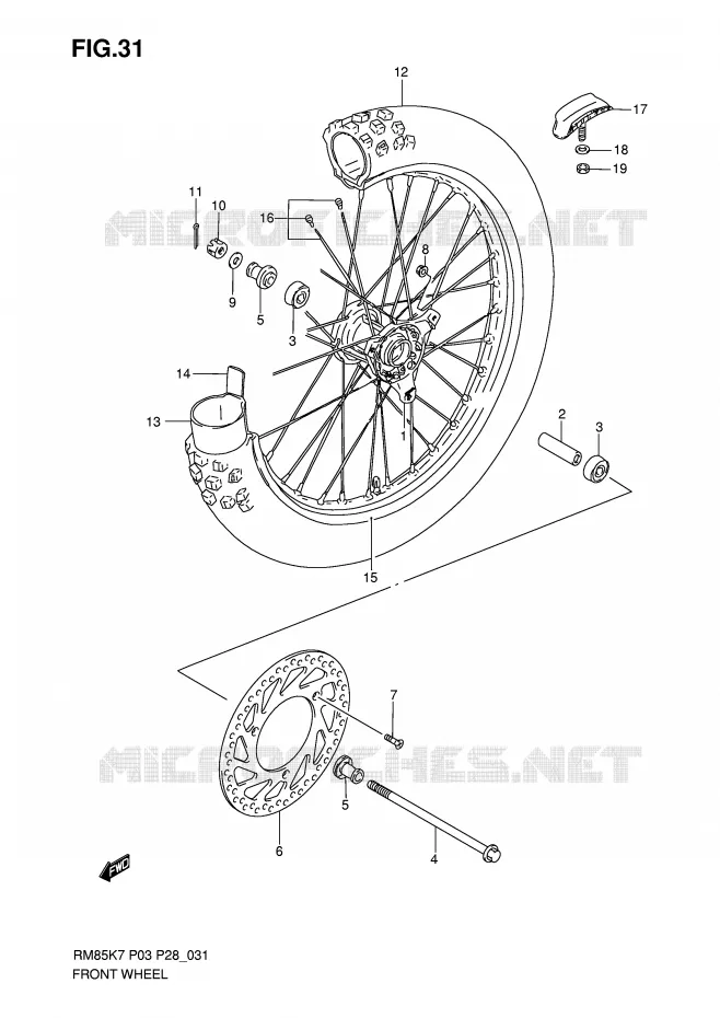 VOORWIEL (RM85K7/K8/K9/L0) Suzuki MOTO 85 RM 2010  RM85L0(P3/P28)