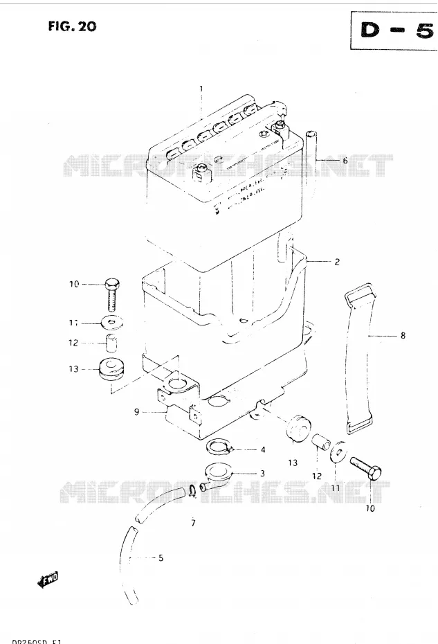ACCU (E2, E4, E18, E21, E22, E25, E39) Suzuki MOTO 250 DR 1982  DR250SZ/D(E1)