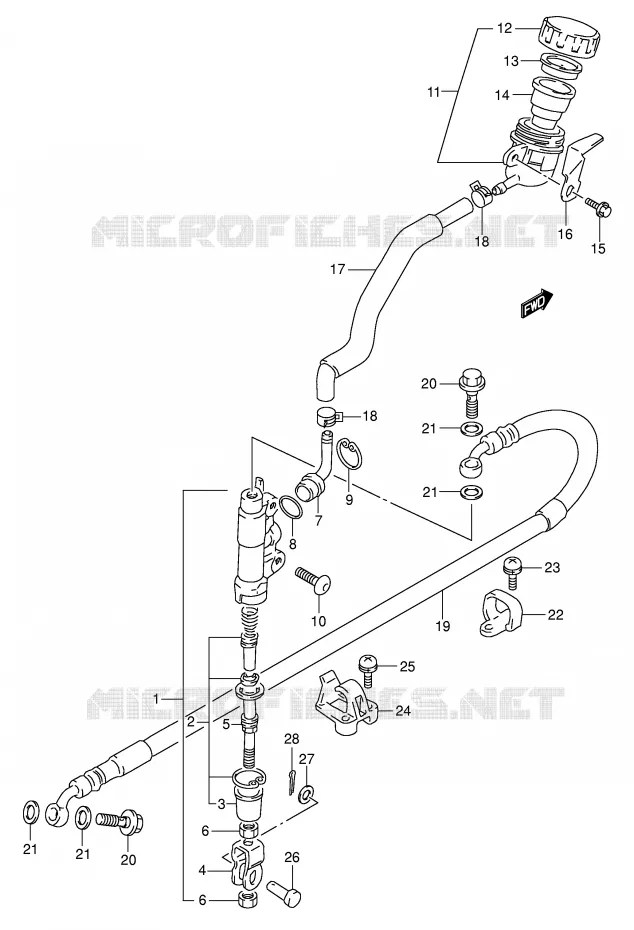 ACHTER HOOFDREMCILINDER Suzuki MOTO 350 DR 1994  DR350R(E1)