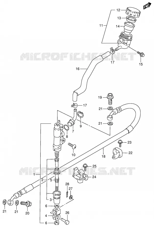ACHTER HOOFDREMCILINDER Suzuki MOTO 350 DR 1999  DR350X(E1)