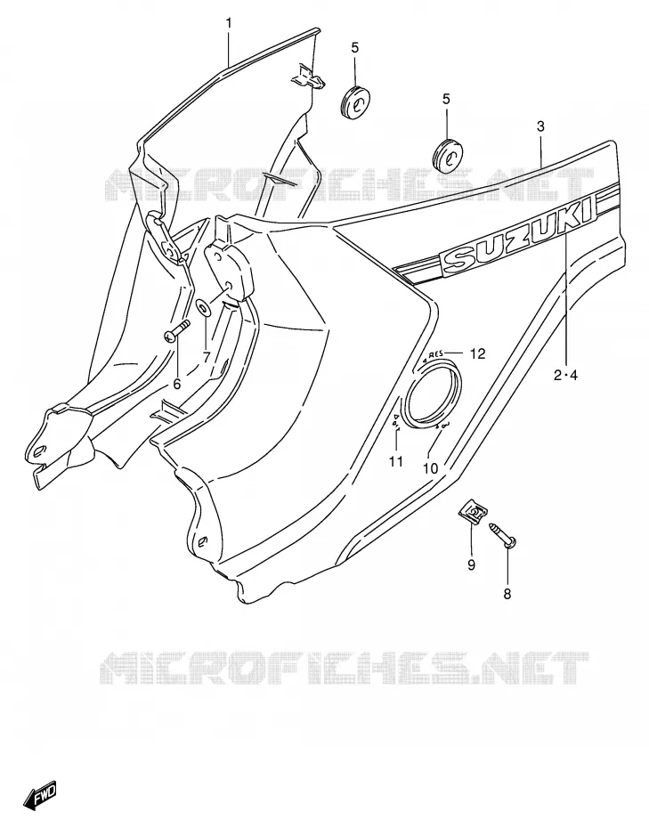 ACHTER KUIP  (MODELE G/R/S/V) Suzuki SCOOTER 100 FB 1986  FB100DG(E71)