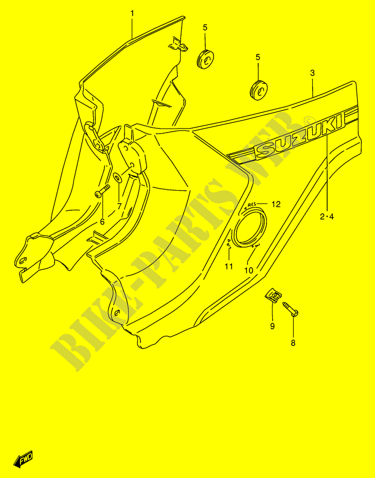 ACHTER KUIP  (MODELE G/R/S/V) voor Suzuki FB 100 1986