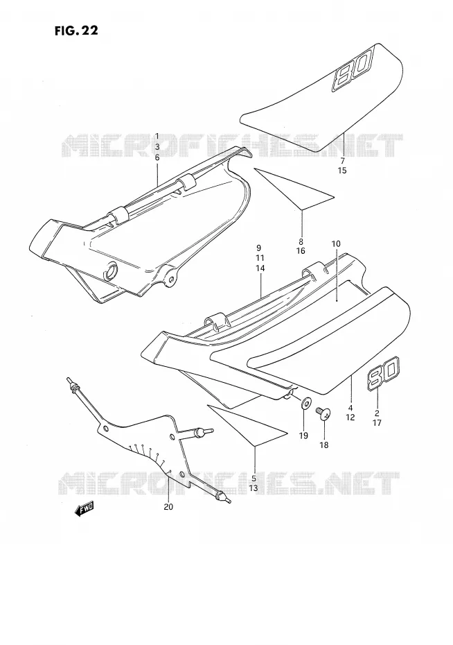 ACHTER KUIP  (MODELE H/J/K/L/M) Suzuki MOTO 80 DS 1994  DS80R(E24)