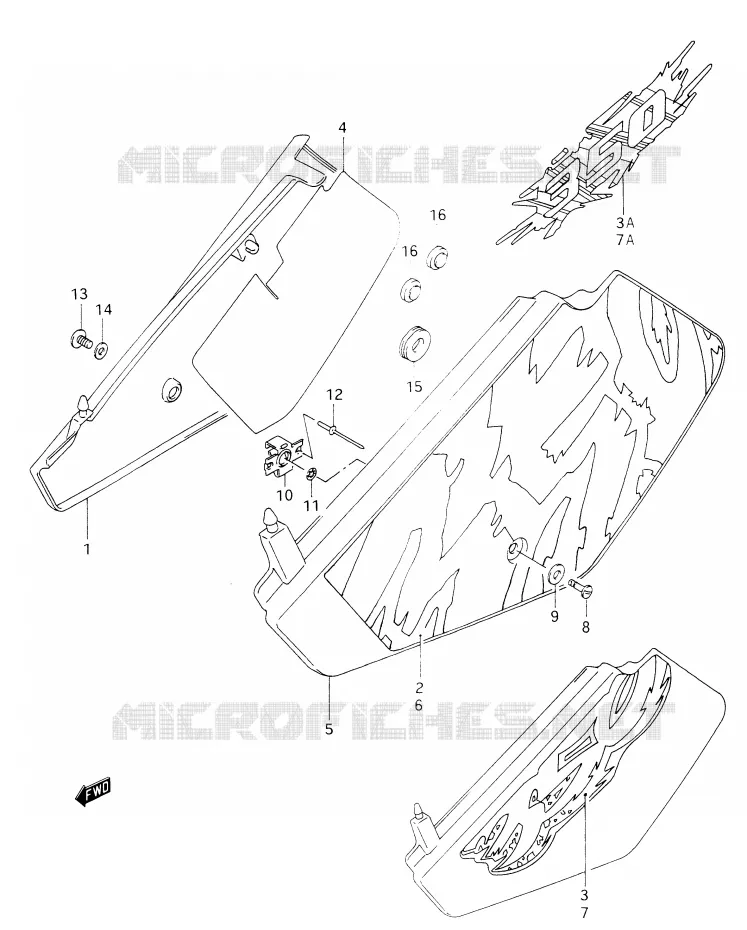 ACHTER KUIP  (MODELE N/P/R) Suzuki MOTO 350 DR 1990  DR350L(E28)