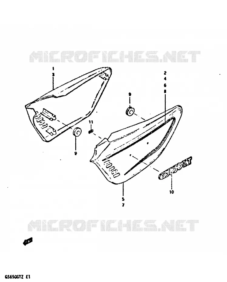 ACHTER KUIP  (MODELE X) Suzuki MOTO 650 GS 1999  GS650GTX(X/Z)
