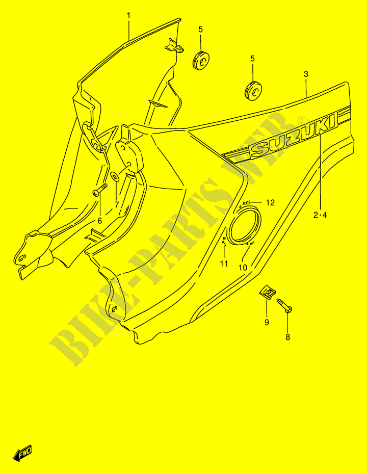 ACHTER KUIP  (MODELE X/Y) voor Suzuki FB 100 1986