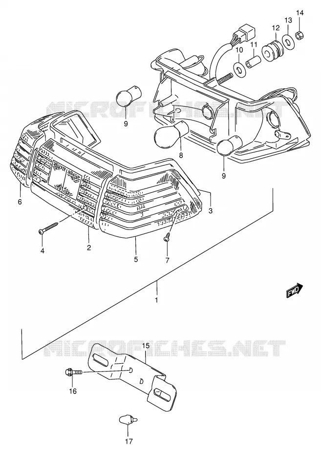 ACHTERLICHT (E1,E30,E43,E45,E71,P1) Suzuki SCOOTER 100 FB 1994  FB100R(E71)