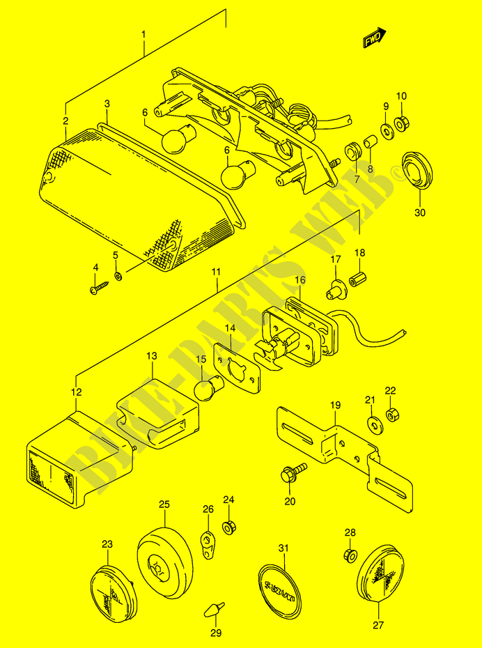 ACHTERLICHT (MODELE M/N/P/R/S) voor Suzuki DR 800 1991