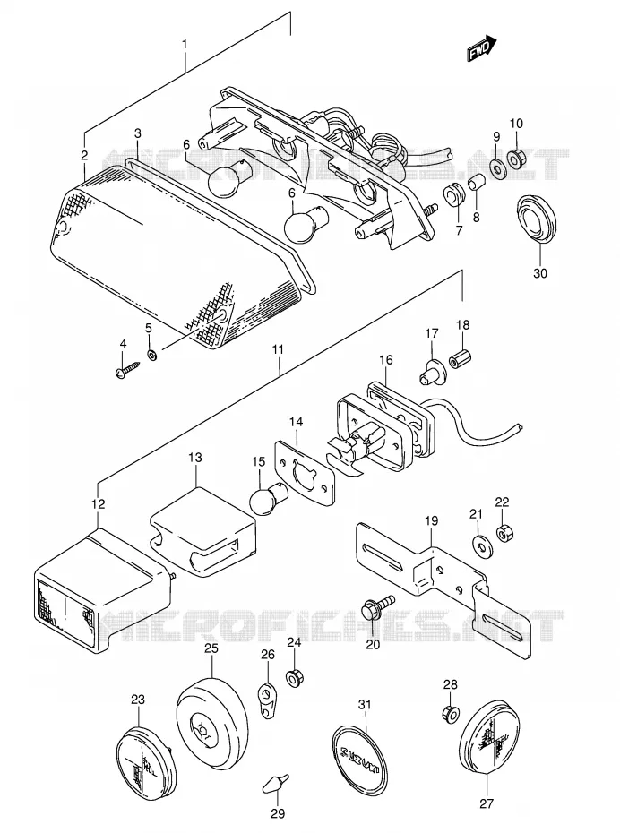 ACHTERLICHT (MODELE M/N/P/R/S) Suzuki MOTO 800 DR 1991  DR800SUM(E4)