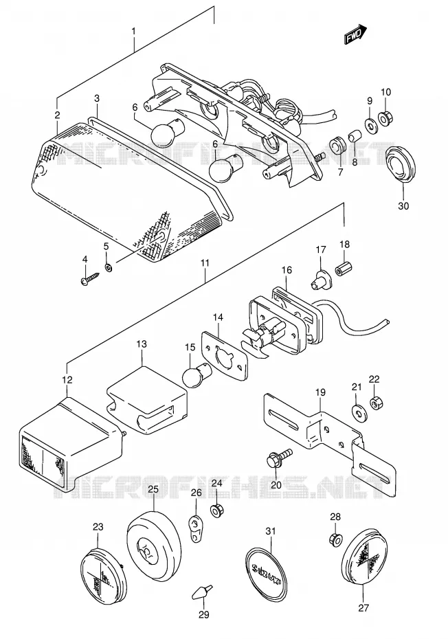 ACHTERLICHT (MODELE T) Suzuki MOTO 800 DR 1992  DR800SN(E4)
