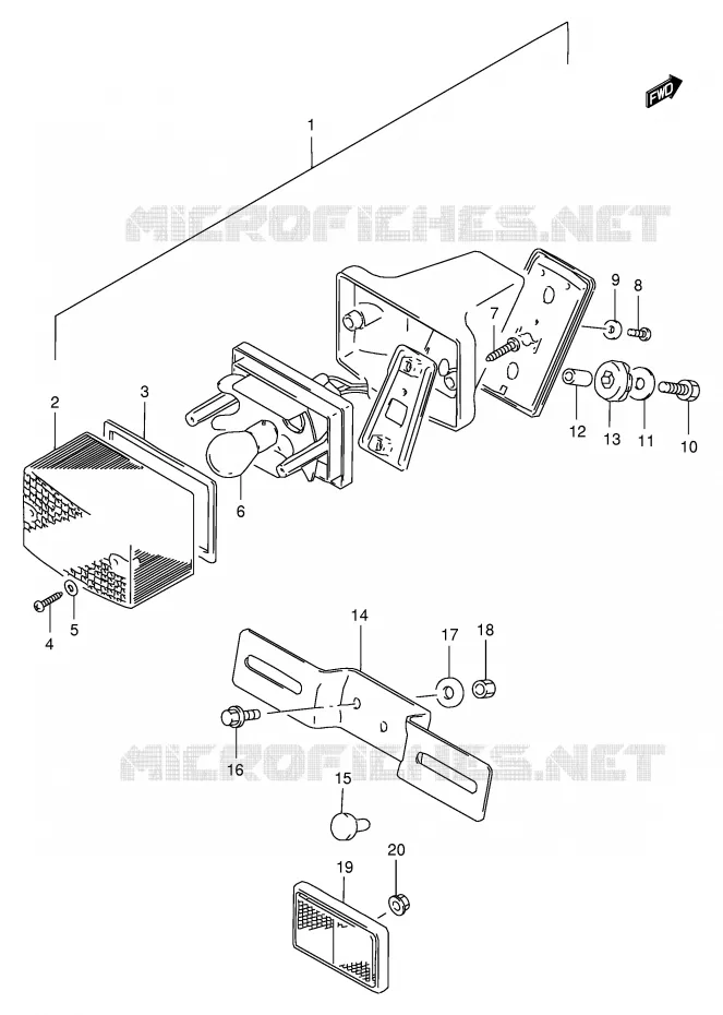 ACHTERLICHT (MODELE T/V/W/X/Y) Suzuki MOTO 200 DR 1995  DR200SES(E24)