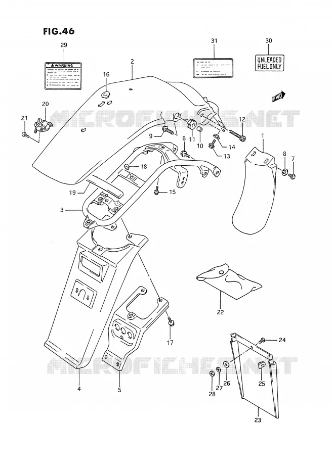 ACHTERSPATBORD (MODELE L/M/N/P) Suzuki MOTO 350 DR 1993  DR350SP(E2)