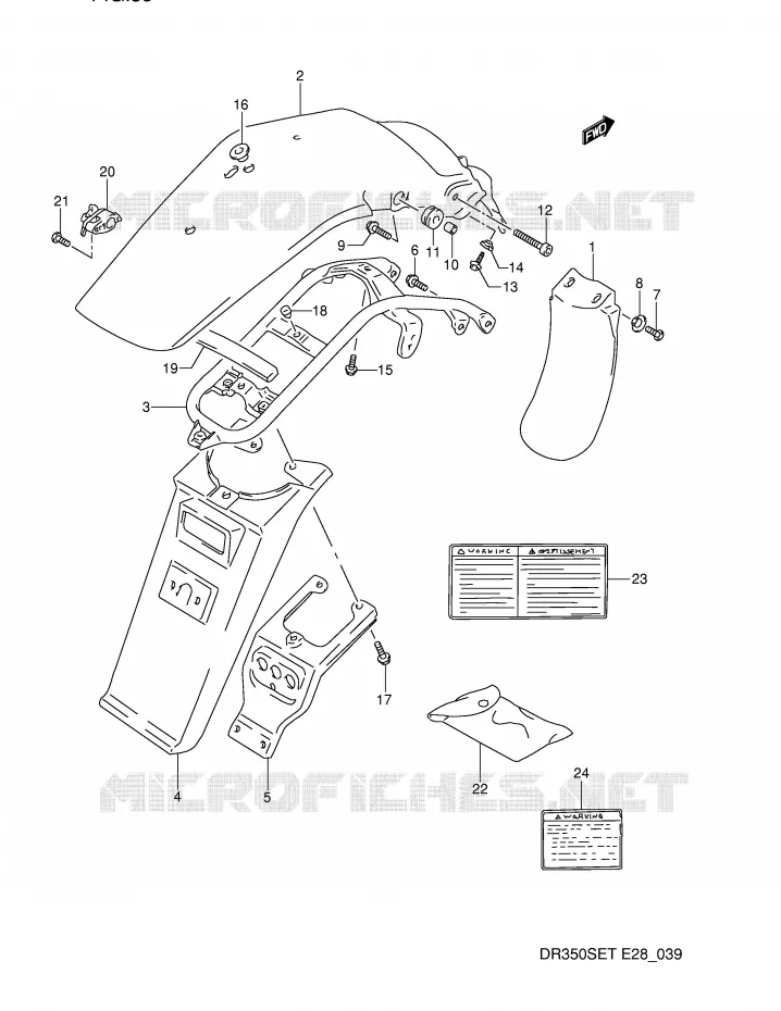 ACHTERSPATBORD (MODELE L/M/N/P) Suzuki MOTO 350 DR 1994  DR350SER(E28)