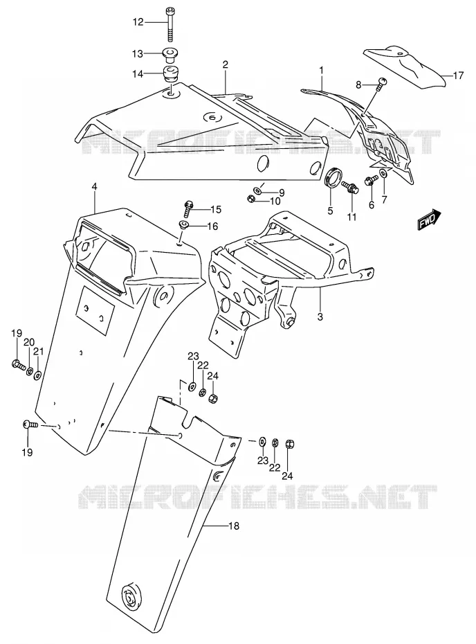 ACHTERSPATBORD (MODELE M/N/P/R) Suzuki MOTO 650 DR 1994  DR650RSER(E4)