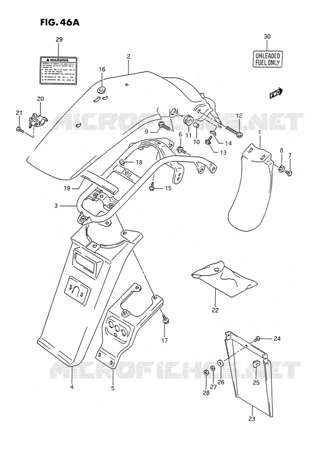 ACHTERSPATBORD (MODELE R) Suzuki MOTO 350 DR 1994  DR350SR/SHR(E2)