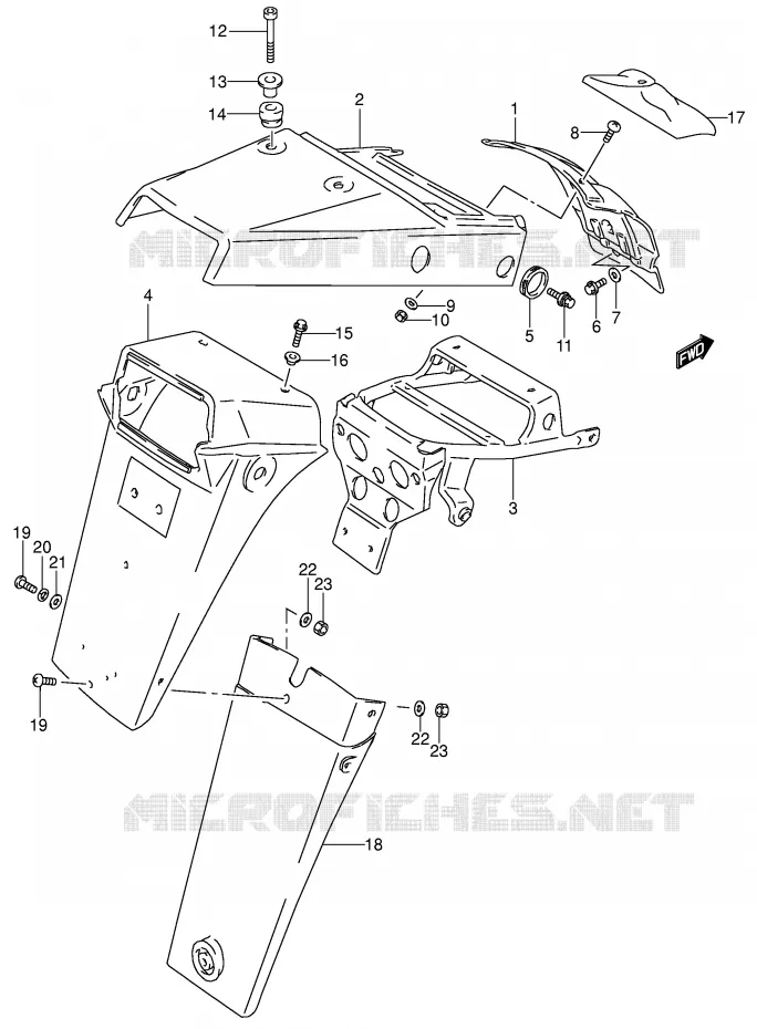 ACHTERSPATBORD (MODELE S) Suzuki MOTO 650 DR 1992  DR650RSEUN(E4)