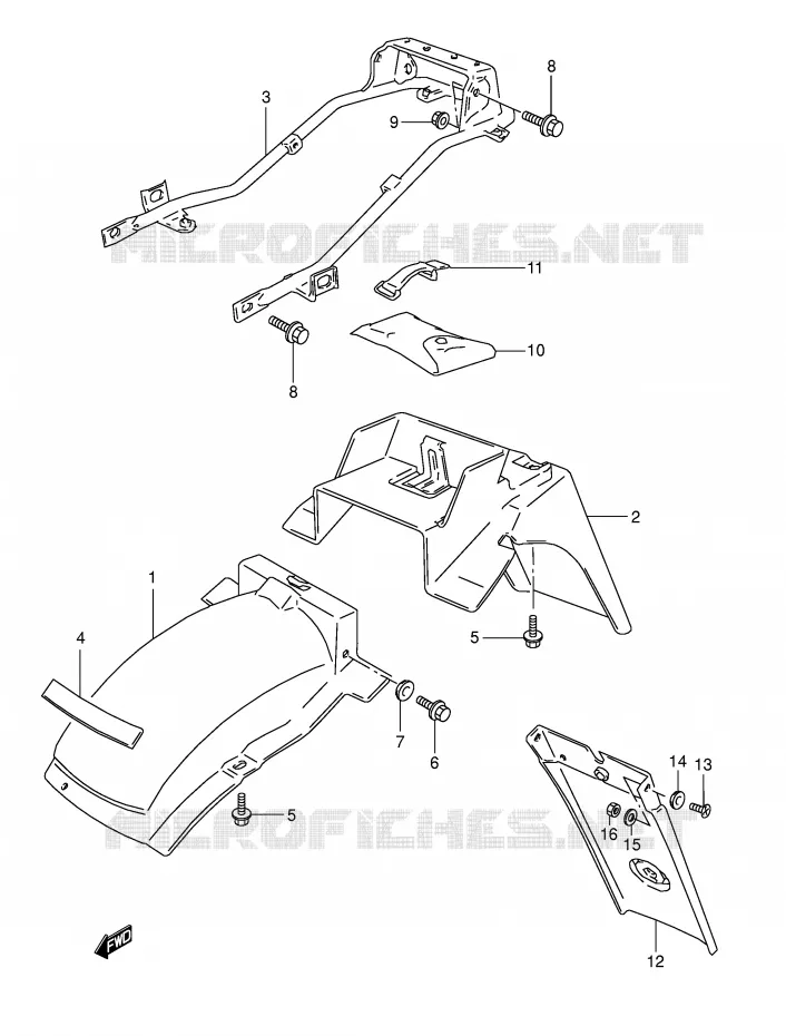 ACHTERSPATBORD (MODELE S) Suzuki MOTO 800 DR 1993  DR800SP(E4)