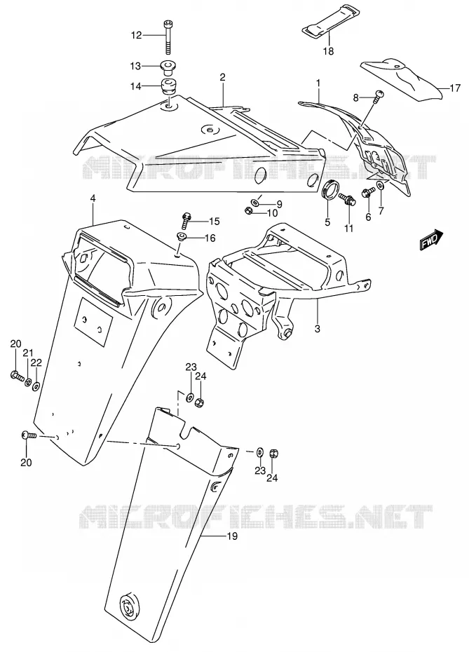 ACHTERSPATBORD (MODELE T) Suzuki MOTO 650 DR 1993  DR650RSEUP(E4)