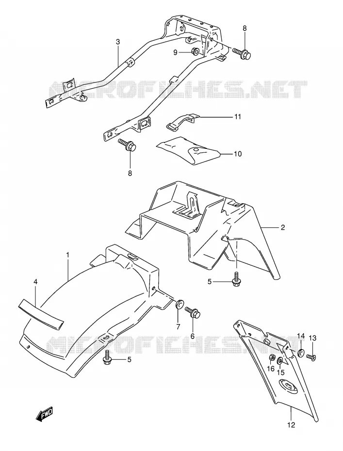 ACHTERSPATBORD (MODELE T) Suzuki MOTO 800 DR 1993  DR800SP(E4)