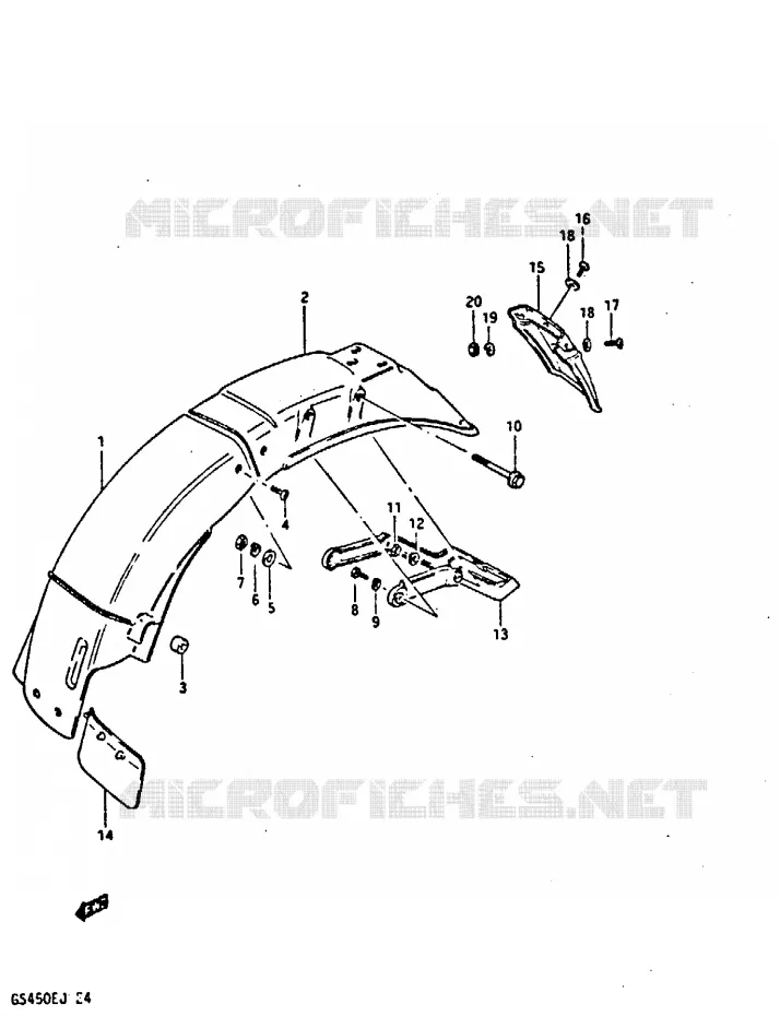 ACHTERSPATBORD Suzuki MOTO 450 GS-S 1987  GS450SH(E/F/G/H/J)