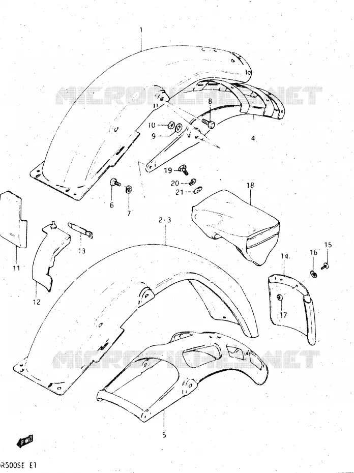 ACHTERSPATBORD Suzuki MOTO 500 DR 1983  DR500SD(E1)