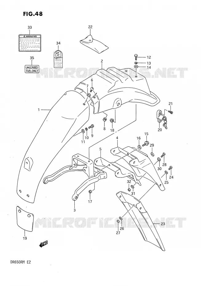 ACHTERSPATBORD Suzuki MOTO 650 DR 1990  DR650RL(E2)