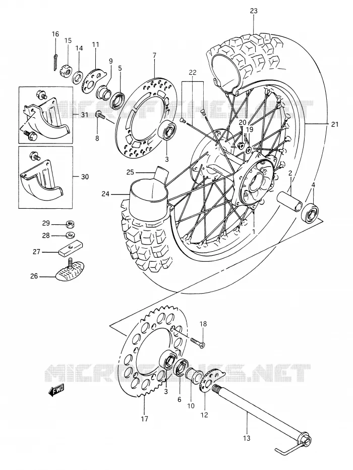 ACHTERWIEL (MODELE L/M/N/P) Suzuki MOTO 350 DR 1991  DR350M(E28)