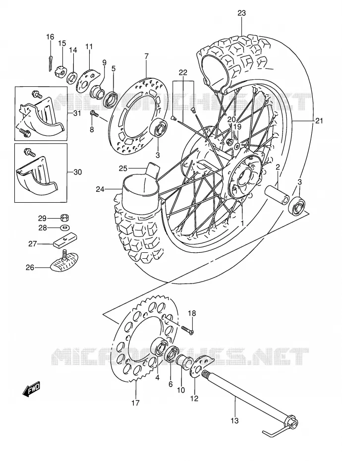 ACHTERWIEL (MODELE L/M/N/P) Suzuki MOTO 350 DR 1995  DR350S(E3)