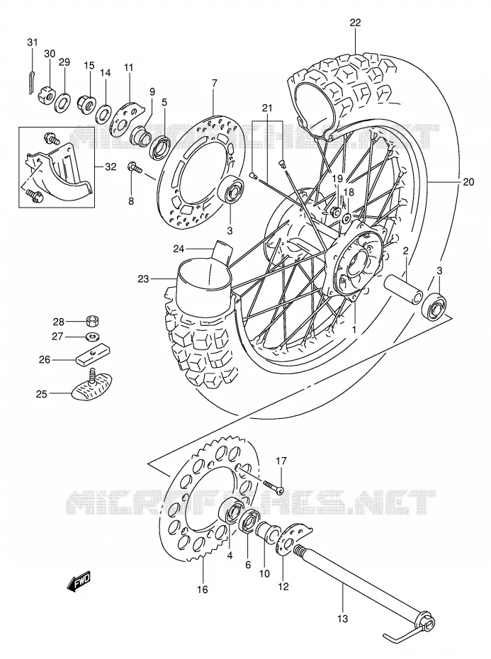 ACHTERWIEL (MODELE R/S/T) Suzuki MOTO 350 DR 1996  DR350T(E1)