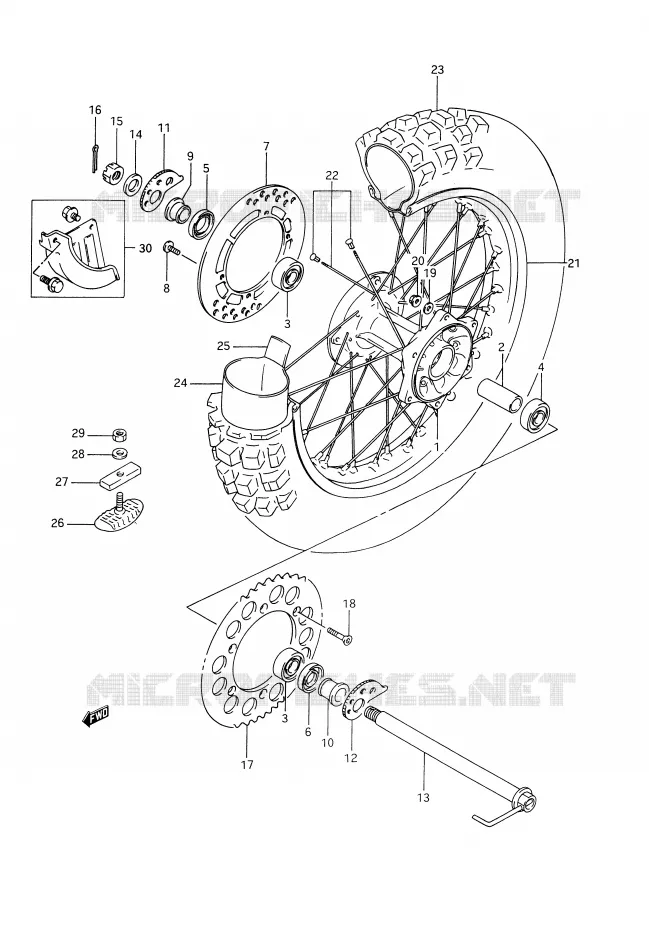 ACHTERWIEL (MODELE R) Suzuki MOTO 350 DR 1990  DR350L(E28)