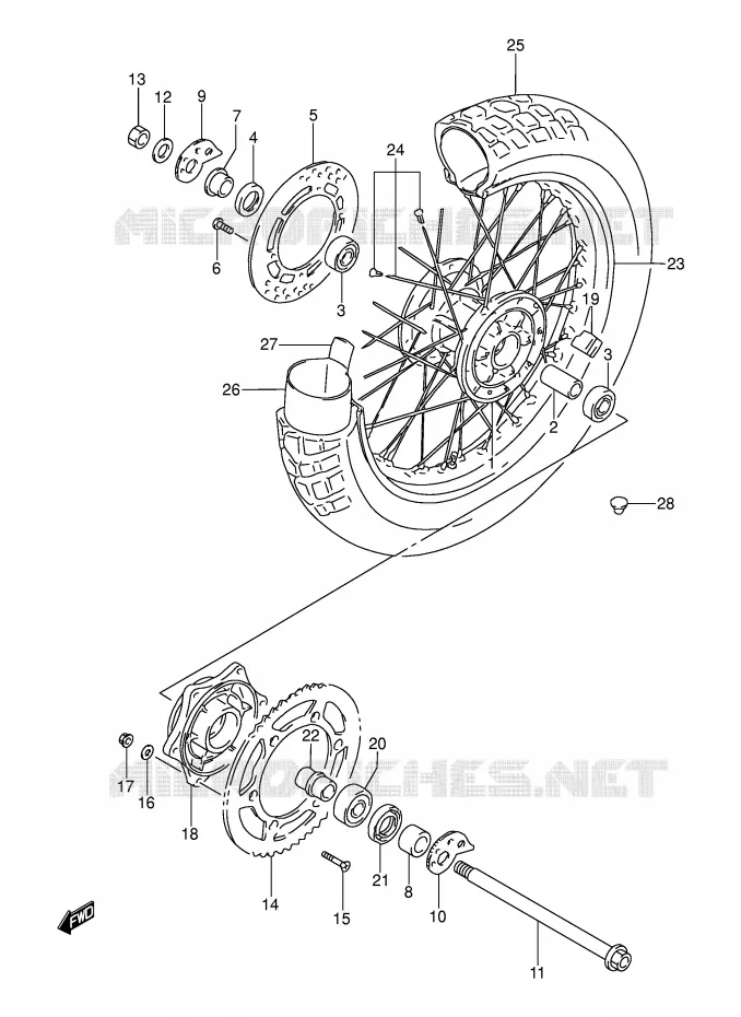 ACHTERWIEL Suzuki MOTO 250 DR 1990  DR250SL(E24)