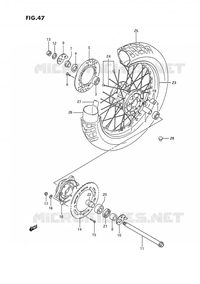 ACHTERWIEL Suzuki MOTO 350 DR 1993  DR350SHP(E2)