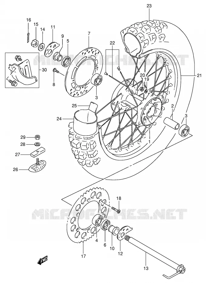 ACHTERWIEL Suzuki MOTO 350 DR 1998  DR350W(E1)