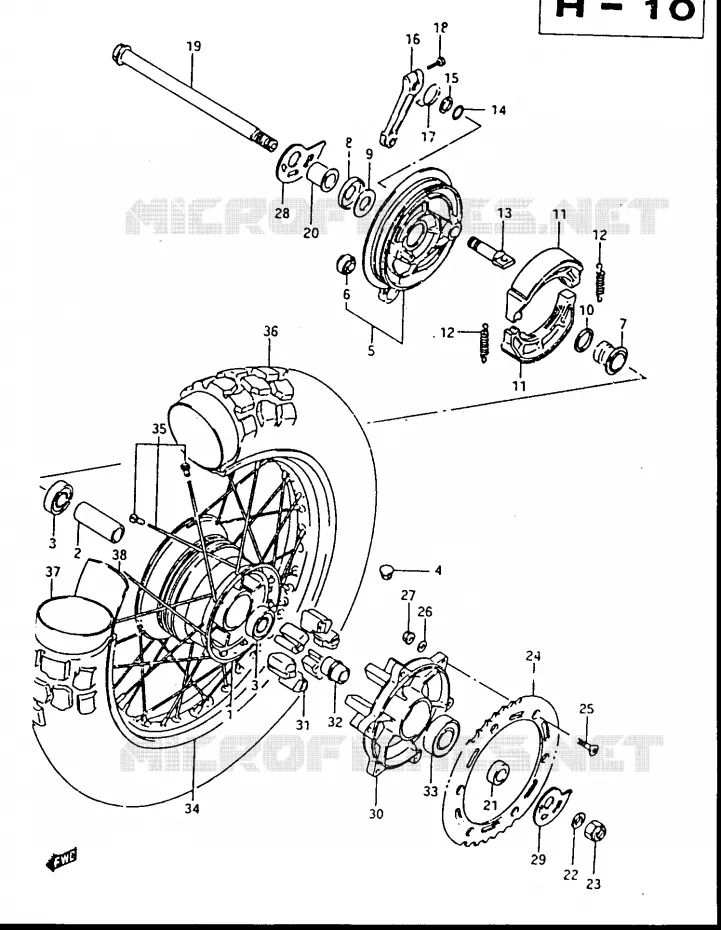 ACHTERWIEL Suzuki MOTO 500 DR 1987  DR500RH(G/H/J)