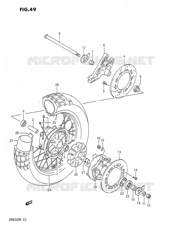 ACHTERWIEL Suzuki MOTO 650 DR 1990  DR650RL(E2)