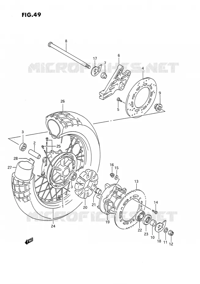 ACHTERWIEL Suzuki MOTO 650 DR 1992  DR650RUN(E4)